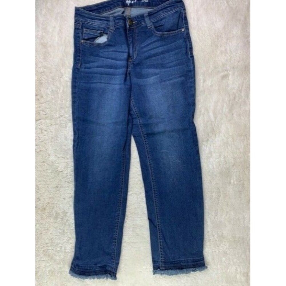 Style & Co Size 8 Womens Ankle Jeans Stretch Med Wash Mid Rise Raw Hem
